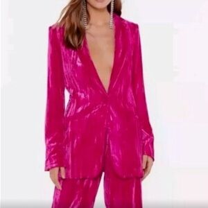 Nasty Gal Pink Velvet Blazer